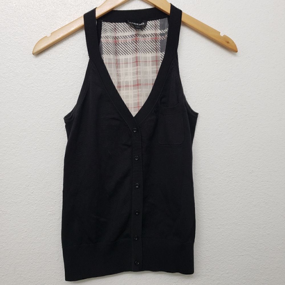 Bebe Sleeveless Button Front Vest Style Blouse Size M